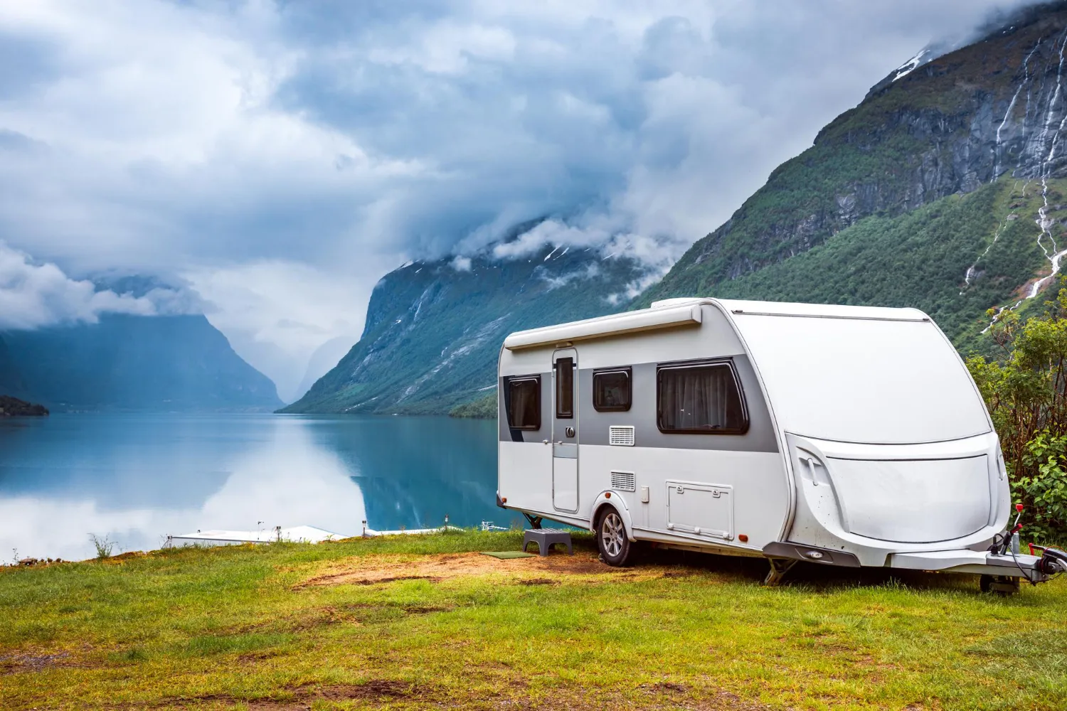 Camper in countryside